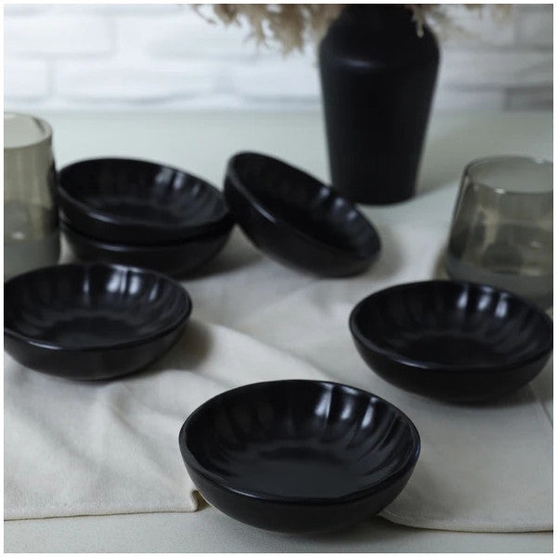 Keramika Matte Black Sirius Snack / Sauce Bowl 12 Cm 6 Pieces 956