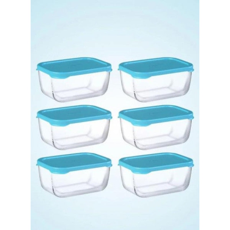 Paabahe 53733 Snowbox Glass Storage Box With Lid Blue 6 Pieces