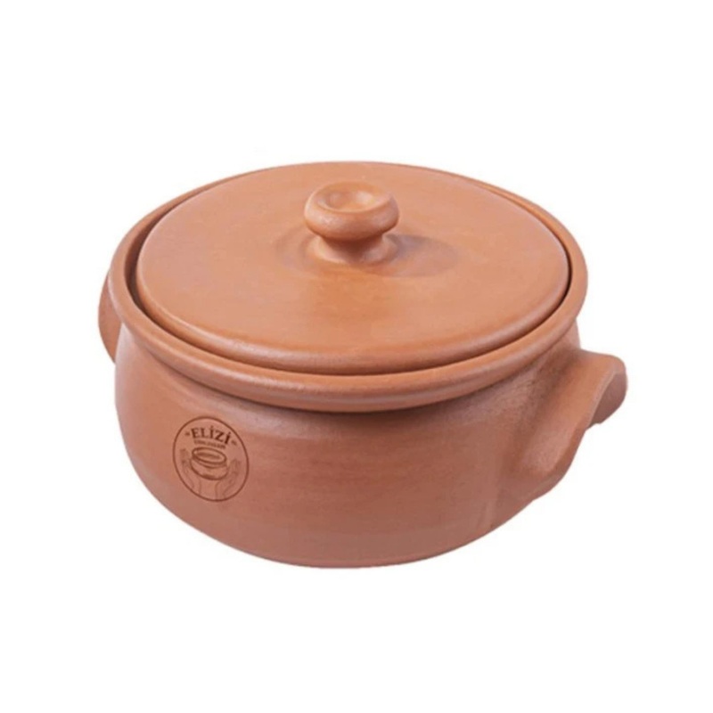 Handmade Clay Casserole Pot With Lid, Medium Size, Lined, 5 Liters