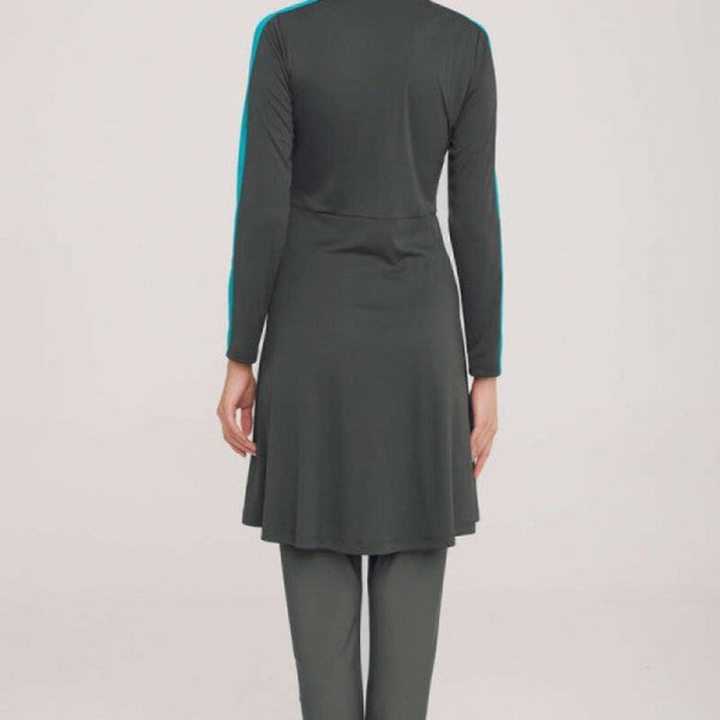 Metal Coat Lycra Hijab Swimsuit Anthracite
