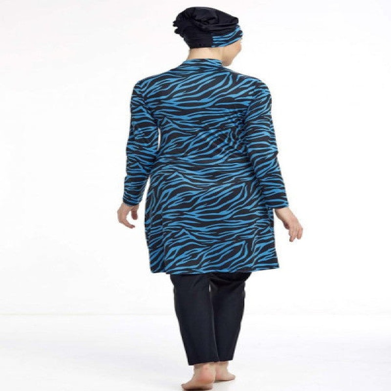 Zebra Pattern Black Hijab Swimsuit