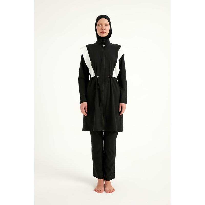 Black Adjustable Waist Modest Burkini Set M2526-1