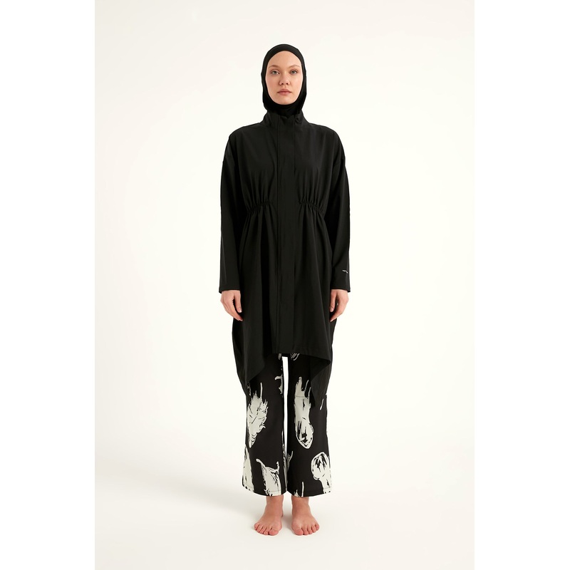 Black Asymmetric Cut Premium Full Coverage Swimwear Set M2503-3