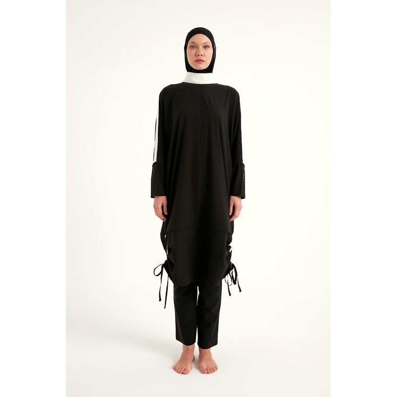 Black Full Coverage Modest Swimwear Burkini Set M2521-3