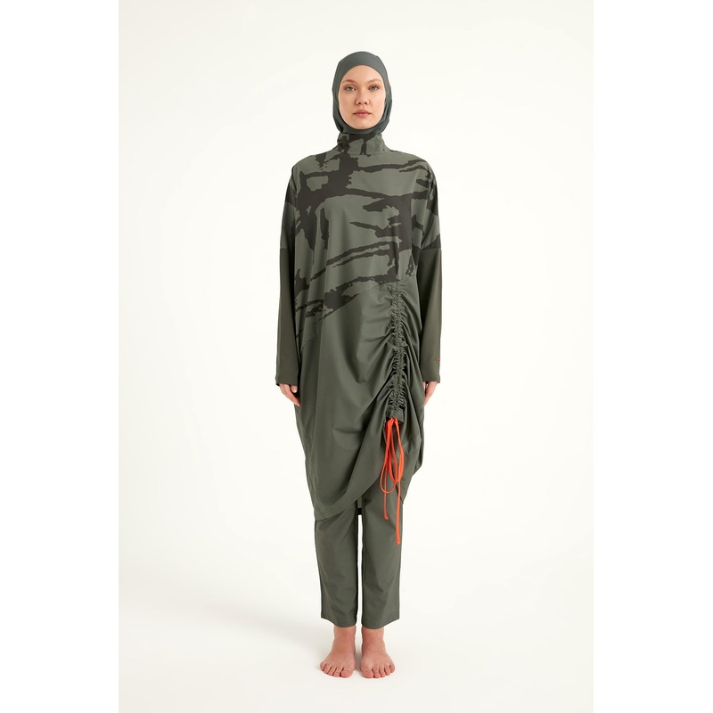 Khaki Full Coverage Modest Swimwear Burkini Set M2516