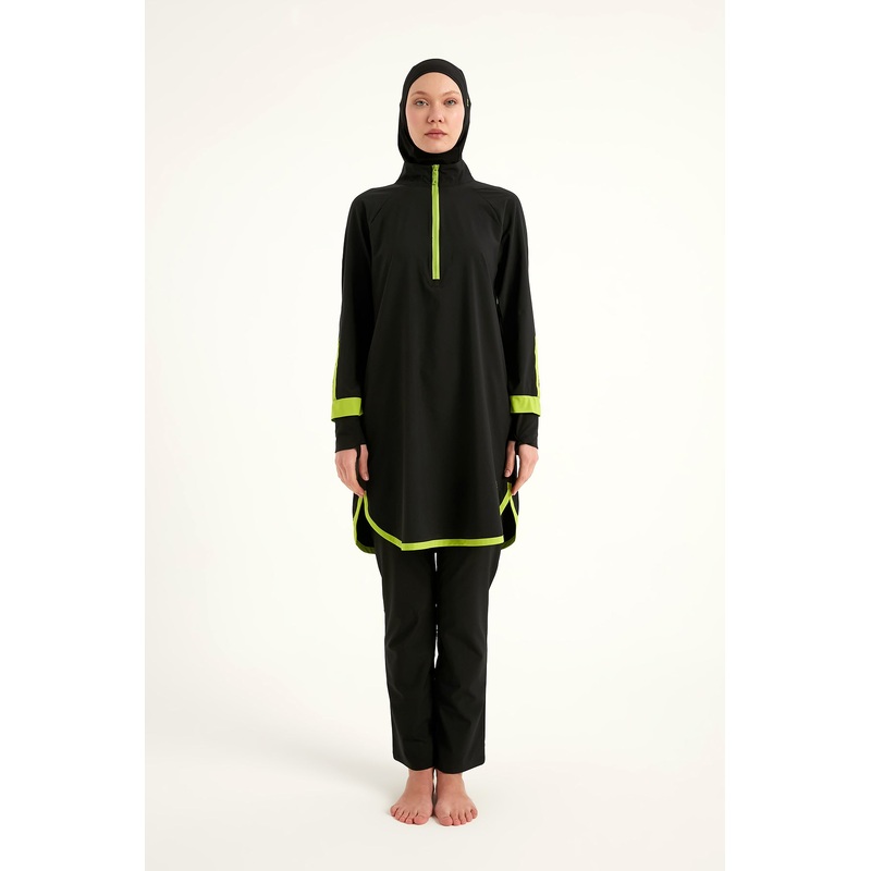 Marina Black Full-Coverage Modest Swimsuit  M2531