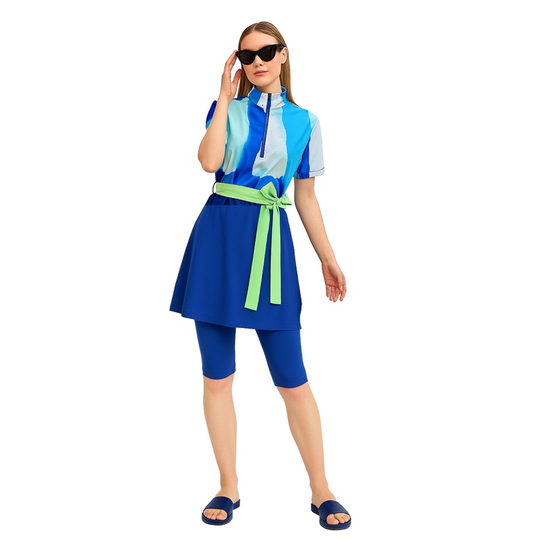 Marina Navy Semi-Covered Modest Swimsuit - H2510