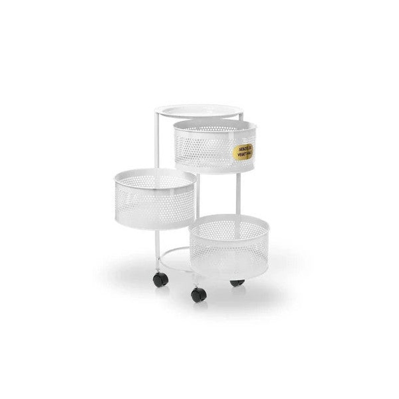 Metal 3-Tier White Side-Opening Wheeled Potato & Onion Basket  Vegetable And Fruit Storage Crisper