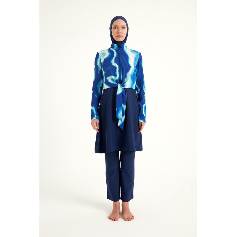 Navy Full Coverage Modest Swimwear Burkini Set M2530-2