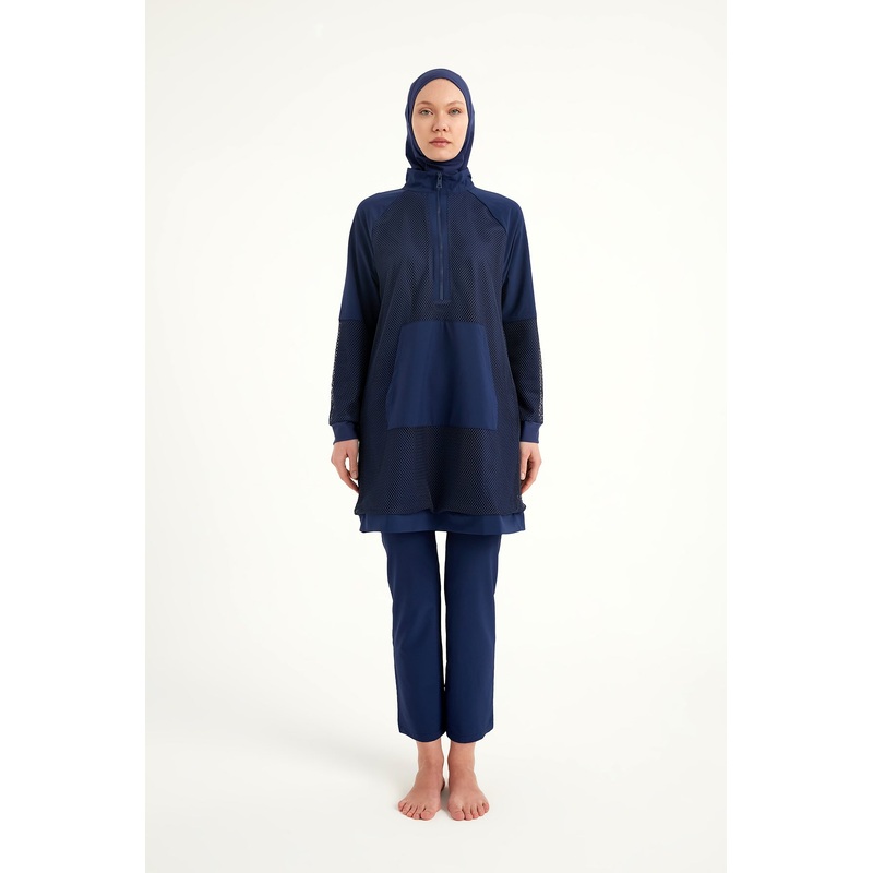 Navy Full Coverage Modest Swimwear Burkini Set M2534-2