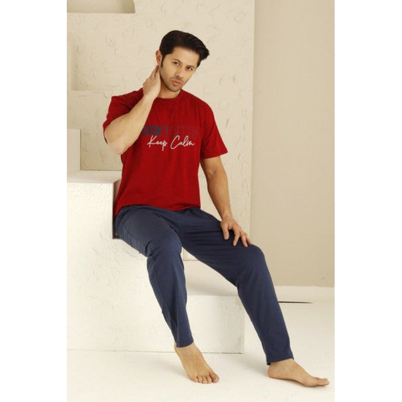 Nisanca Summer Short Sleeve 100 Cotton Men's Pajama Set - Father's Day Special Series