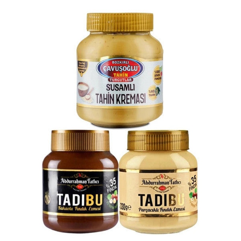 Sesame Tahini Cream 330G + Tadbu 330G + Tadbu Hazelnut Cream 330G