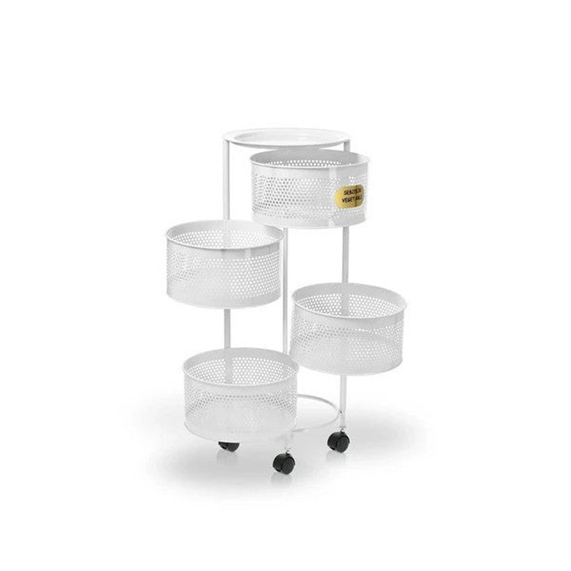 White 4-Tier Side-Opening Wheeled Potato & Onion Basket  Fruit And Vegetable Storage Crisper, Balcony Shelf