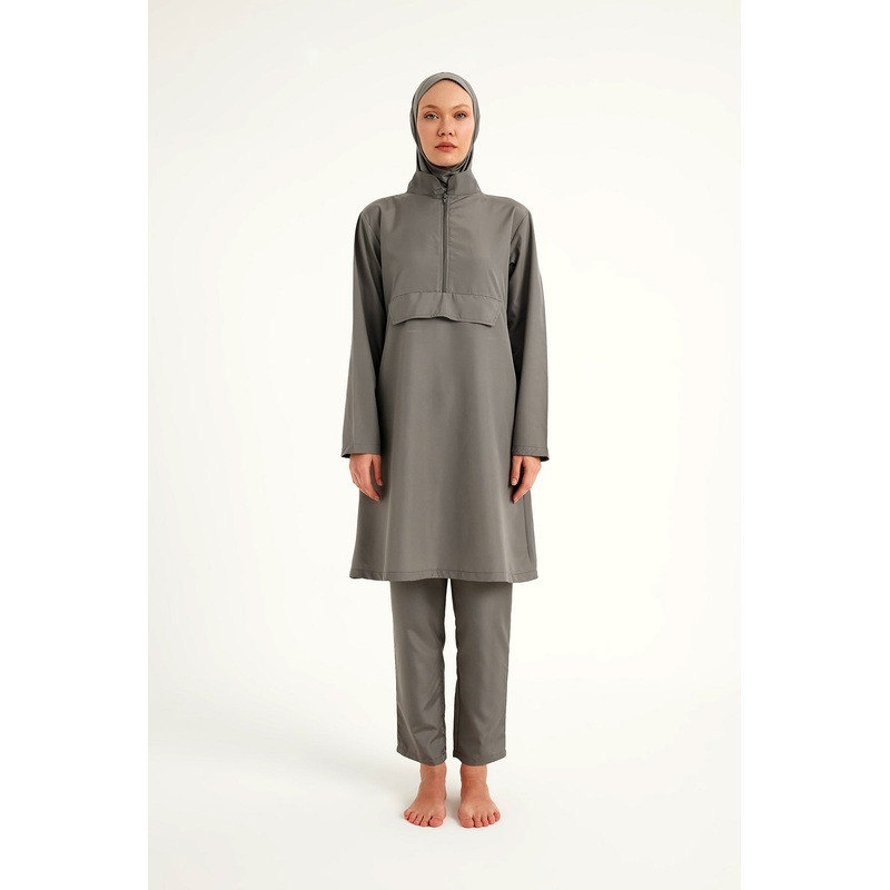 Andalus Charcoal Full Coverage Burkini Set For Women A2503-4