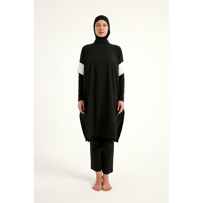 Black Burkini Set Full Coverage Modest Islamic Swimwear M2502