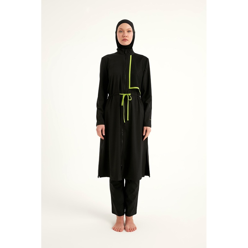 Black Full Coverage Modest Swimwear Burkini Set M2506-1