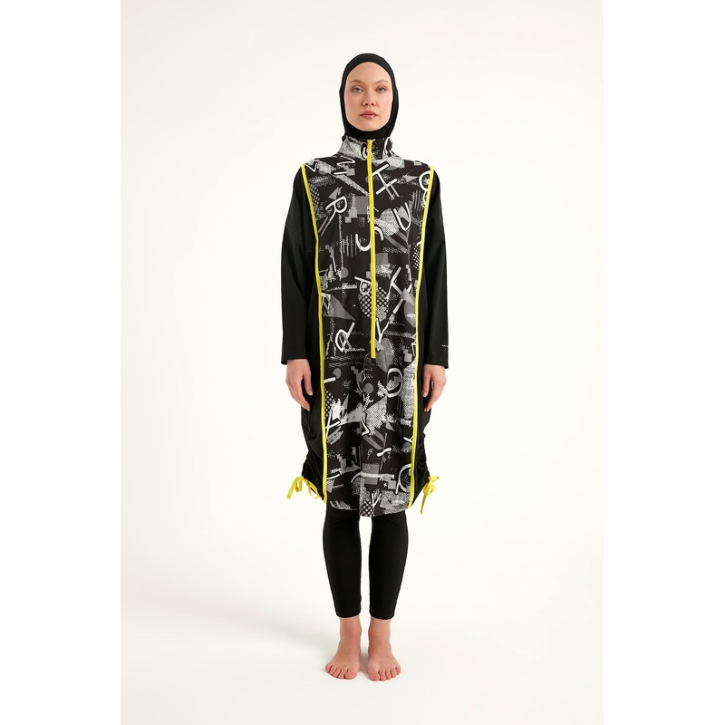Black Full Coverage Modest Swimwear Burkini Set M2536