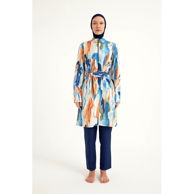 Black Full Coverage Modest Swimwear Set For Women R2514