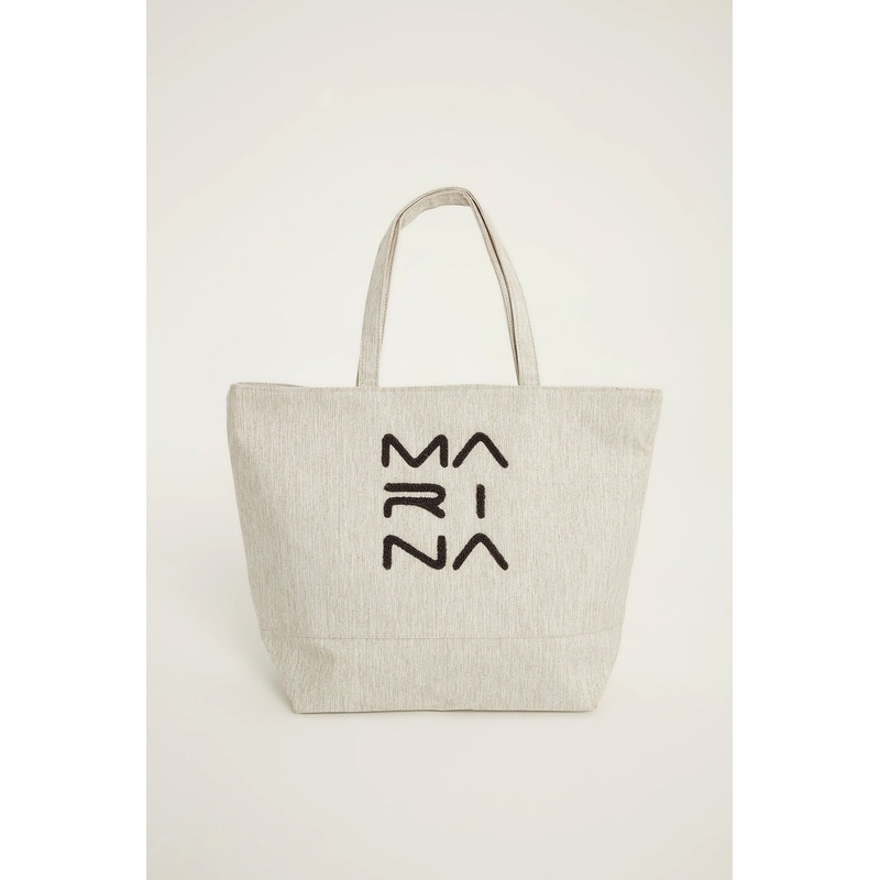 Cream Beach Bag With Zipper Ca2501-3