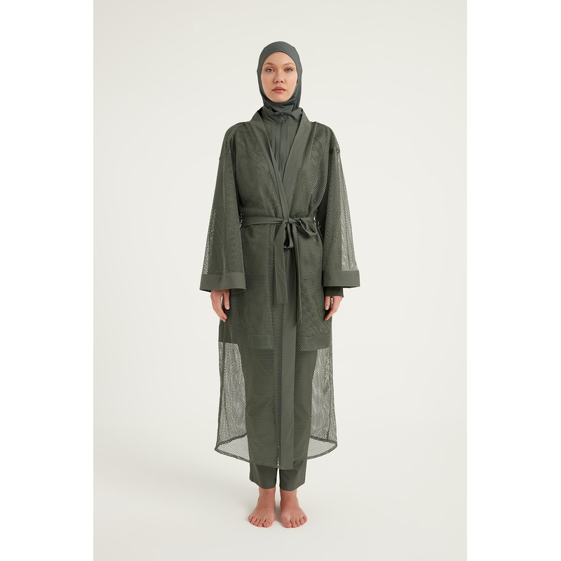 Khaki Full Coverage Mesh Kimono  Marina P2501-3