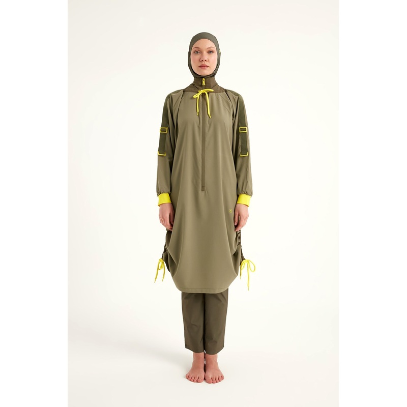 Khaki Full Coverage Swimwear Burkini Set M2524