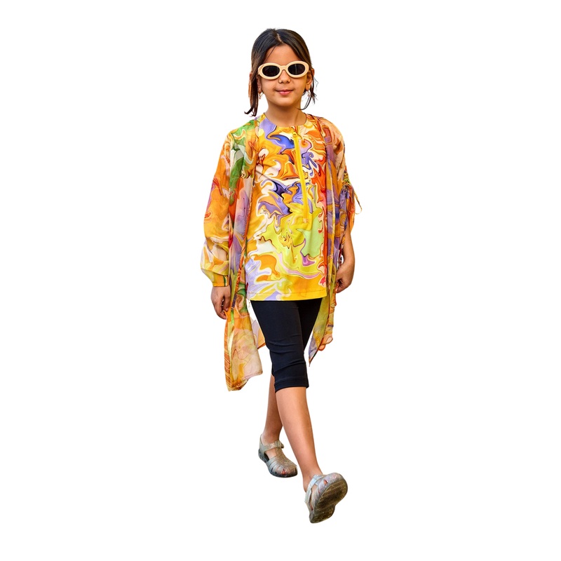 Marina Colorful Chiffon Kimono For Girls - Cp2504