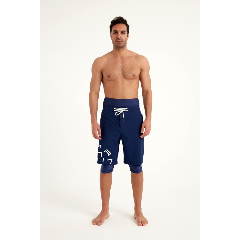 Marina Navy Blue Modest MenS Swim Shorts - S2503-2