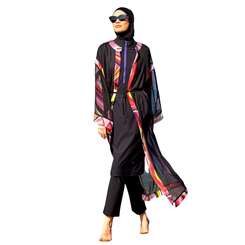 Marina Silk-Touch Colorful Patterned Kimono - P2514