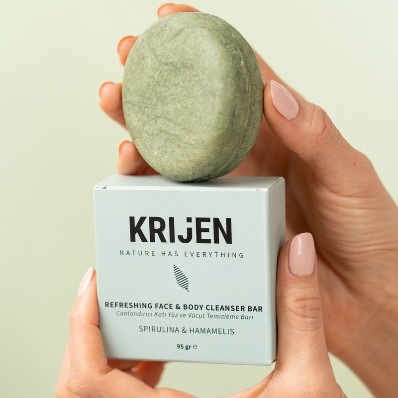 Revitalizing Spirulina & Hamamelis Face And Body Cleansing Bar | Grapefruit Oil + Tangerine Oil + Coconut Oil