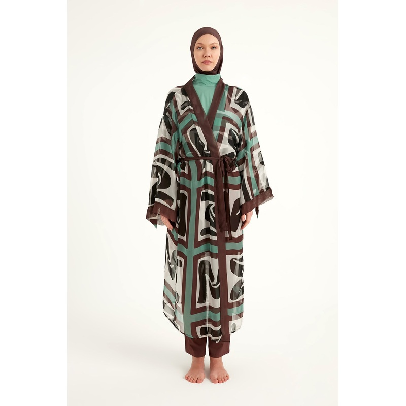 Silky Full Coverage Modest Kimono  Marina P2510 Brown