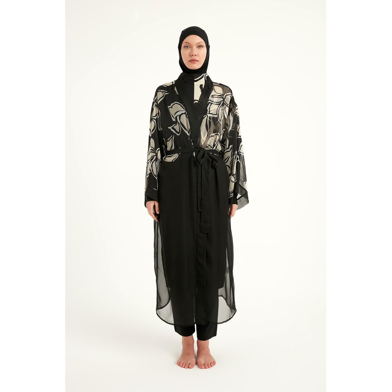 Silky Full Length Modest Kimono Lightweight Elegant Beach Cover P2509