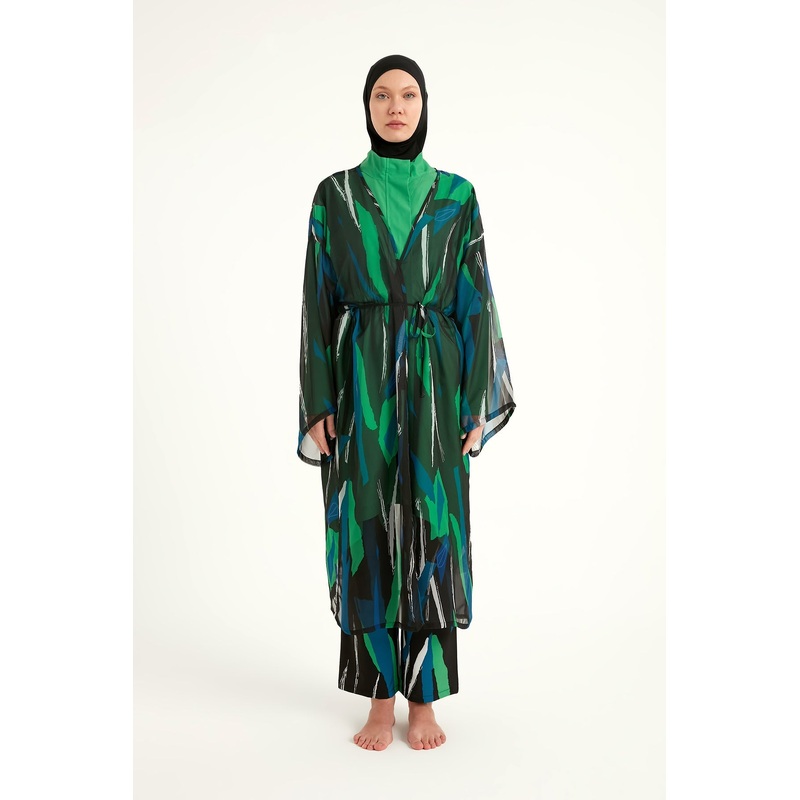 Silky Modest Full Coverage Kimono  Lightweight Elegant Swim Cover P2503-1