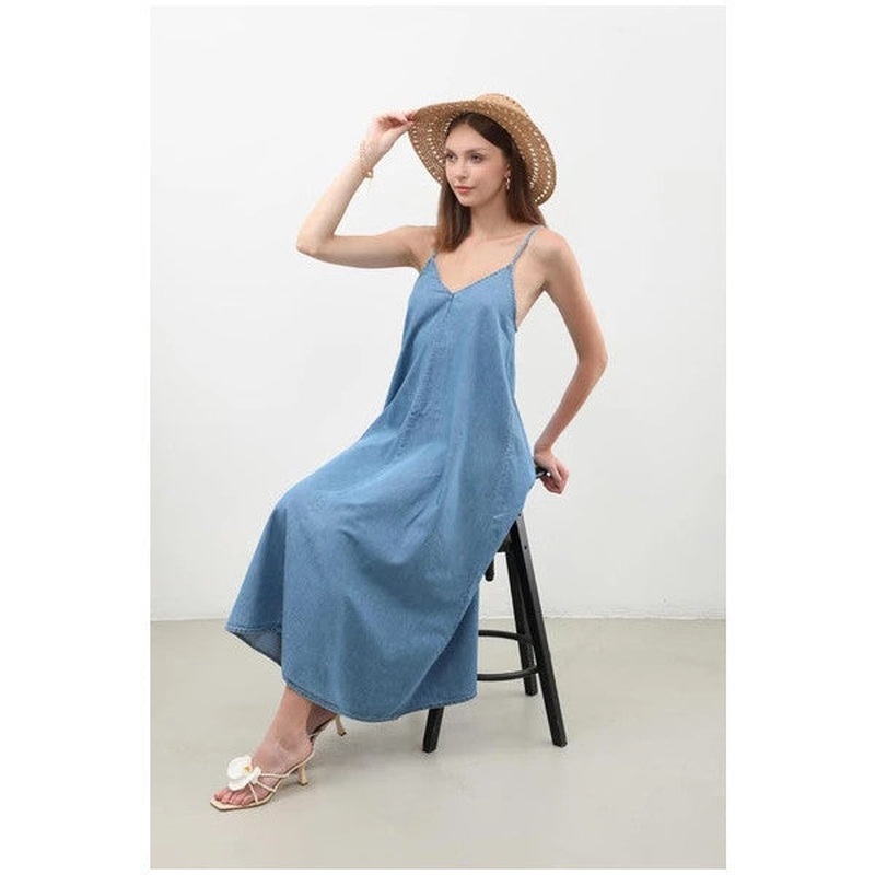 Women's Thin Strapped Jean Dress