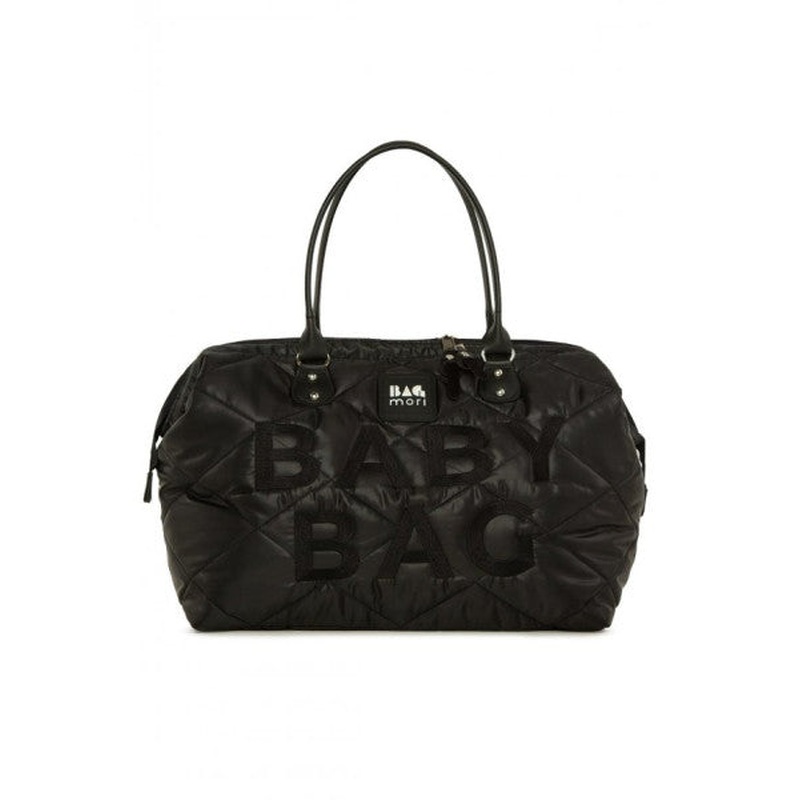 Bagmori Black Baby Bag Embroidered Puff Inflatable Mother Baby Care Bag