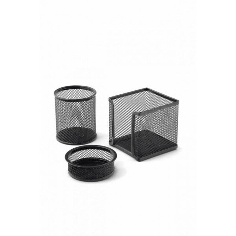 Mas Table Set Paper Holder-Pen Holder 3 Metal Perforated Black 505