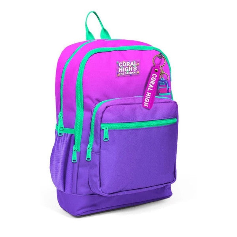 Coral High Four Compartment Pink Purple Color Transitional Primary School Backpack - Girls