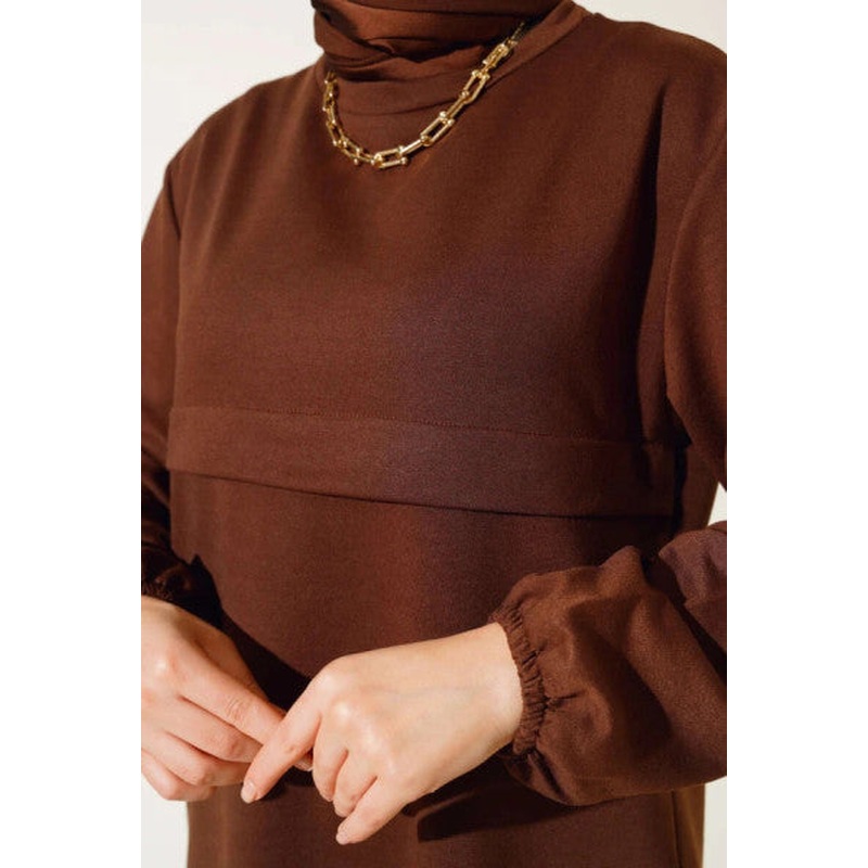 Slit Long Double Suit Brown