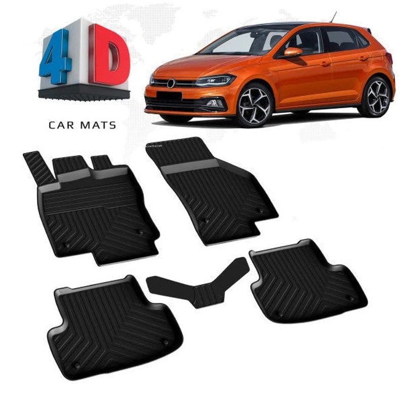 Floor Mats for VW Polo 6 2017-2021  Car Mat TPE Waterproof Heavy Duty