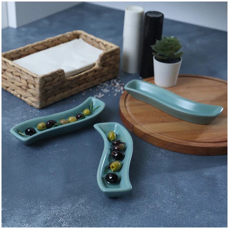 Keramika Matte Light Green Ivory Olive Grove 3 Pieces 18 Cm