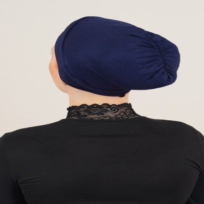 Cross Band Navy Blue Bonnet
