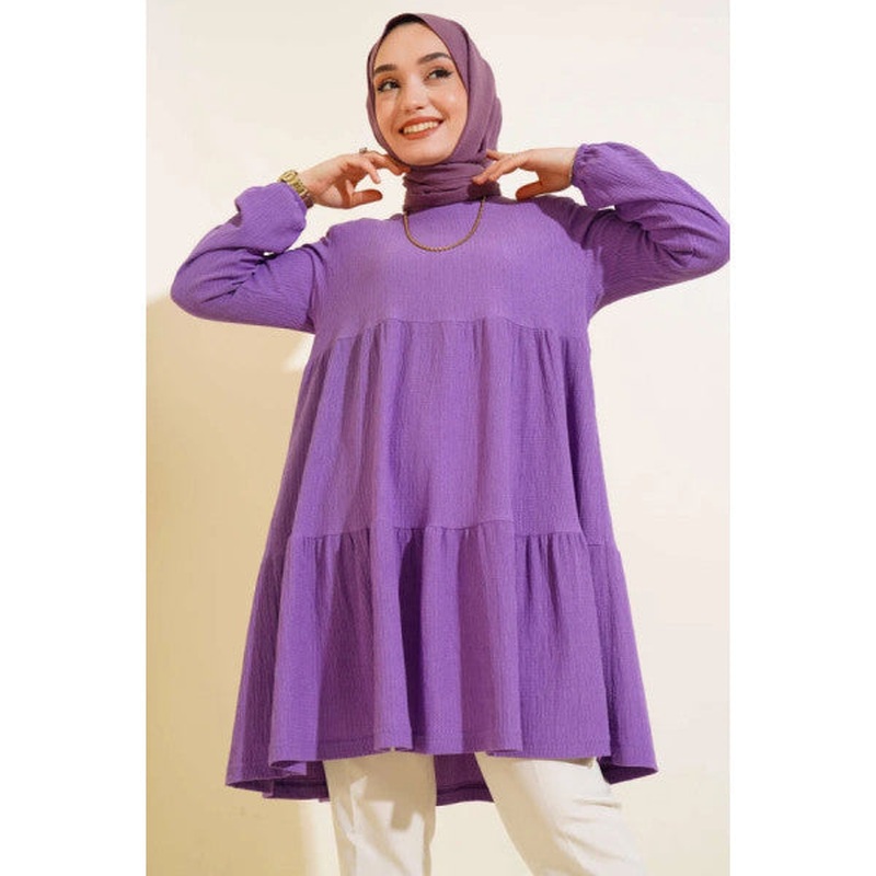 Tunic With Elastic Sleeves Lilac