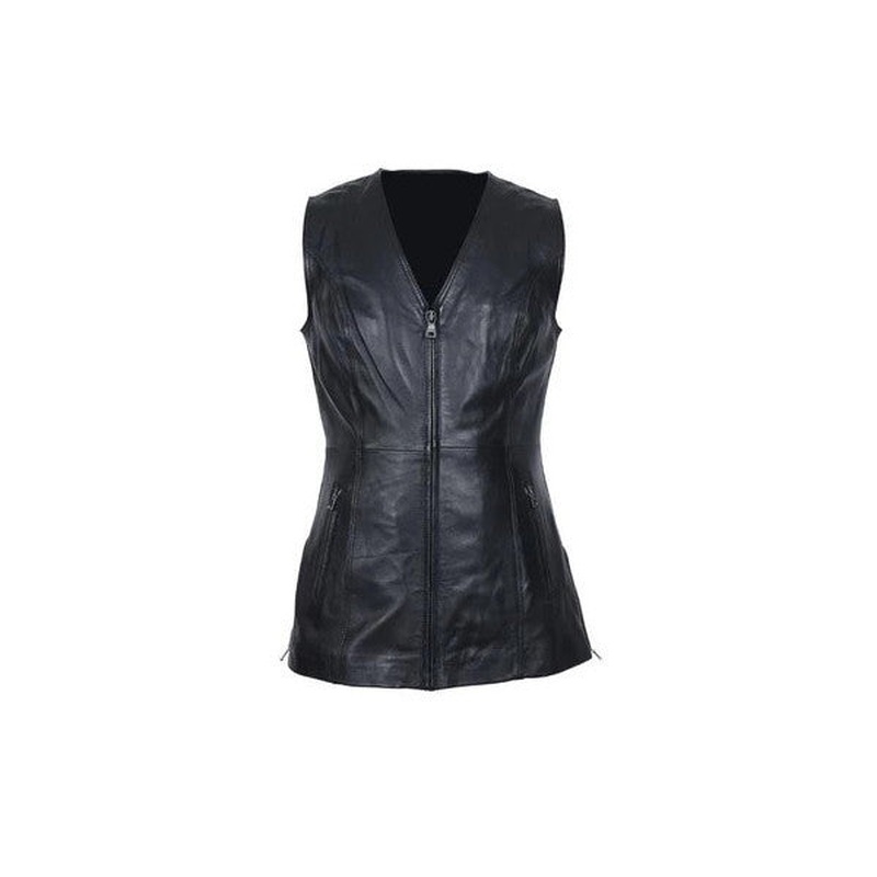 Women's Leather Vest With Zipper