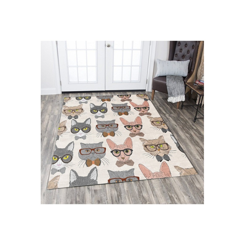 Cat Figured D Digital Printing Non Slip Based Children's Room Carpet