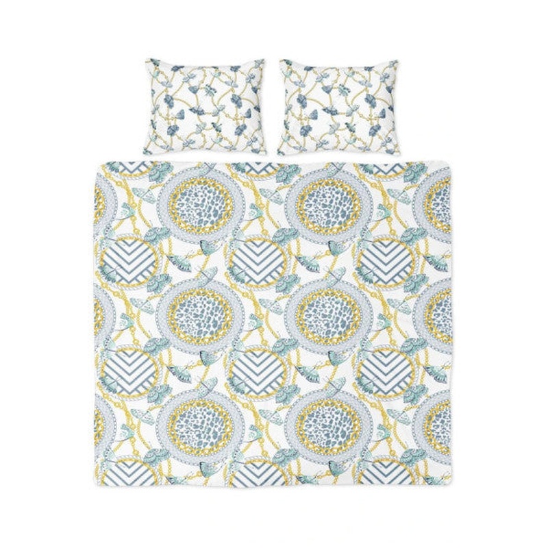 Blue Patterned Double Duvet Cover Set