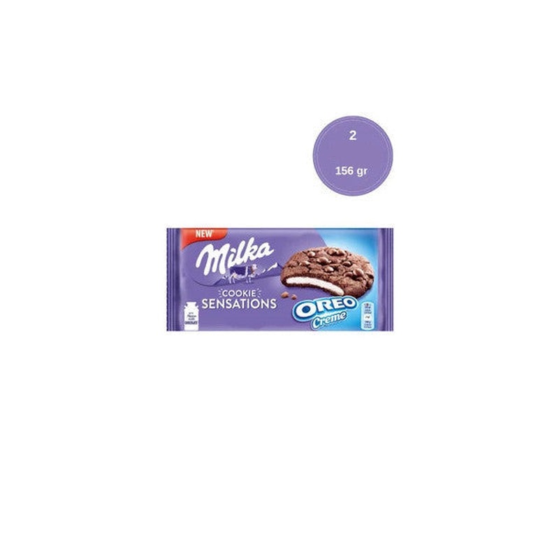 Milka Sensations Chocolate Chip & Oreo Cream Filled Cookies 156 Gr - 2 Pieces