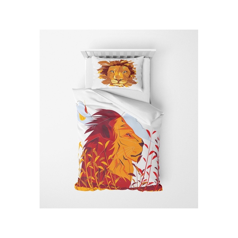 3D Digital Print Micro Satin Single Duvet Cover Set Lion Patterned | Bedding Set, Bedroom Decor