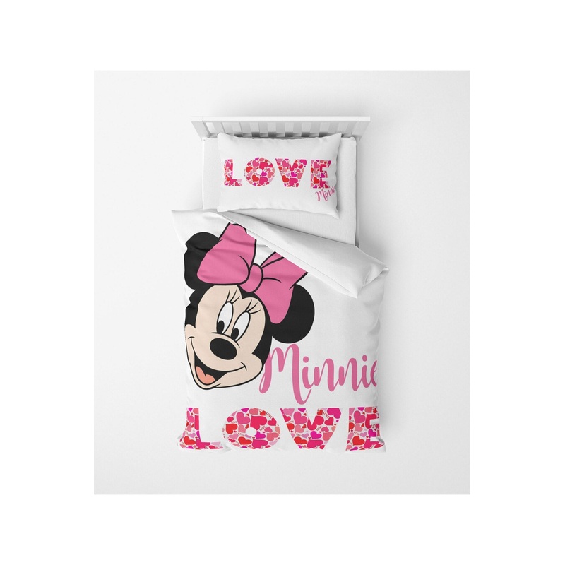 3D Digital Print Micro Satin Single Duvet Cover Set Minnie Love Patterned