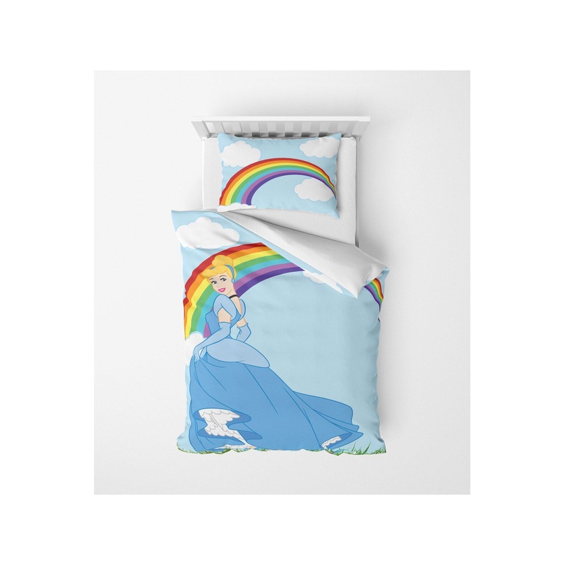 3D Digital Print Micro Satin Single Duvet Cover Set Princess Rainbow Patterned