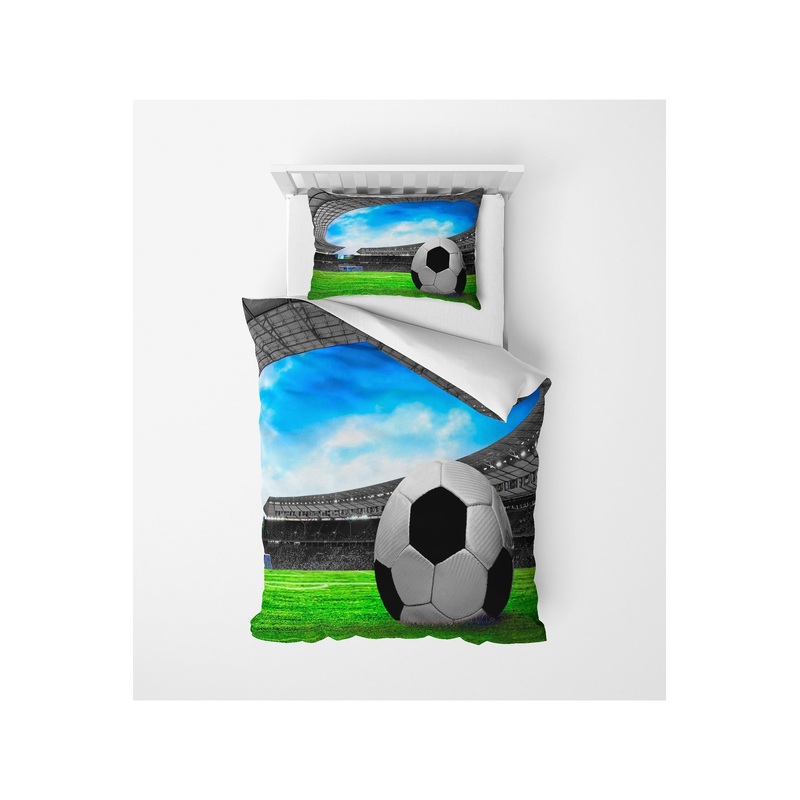 3D Digital Print Micro Satin Single Duvet Cover Set Soccer Patterned | Bedding Set, Bedroom Decor