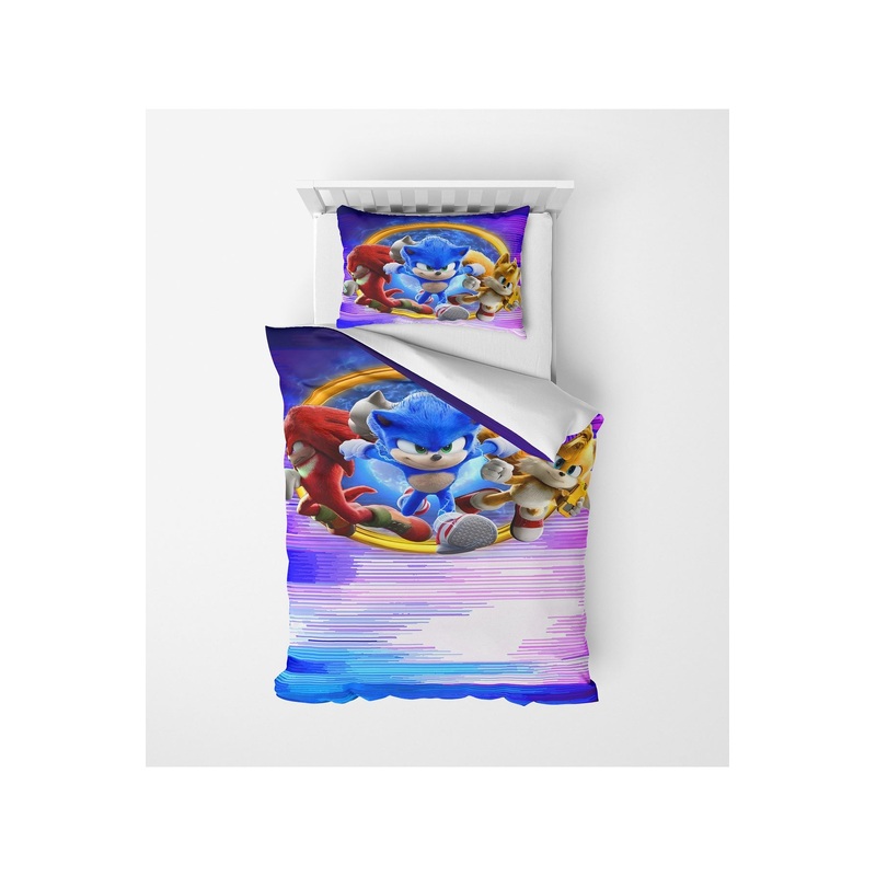 3D Digital Print Micro Satin Single Duvet Cover Set Sonic The Hedgehog Patterned